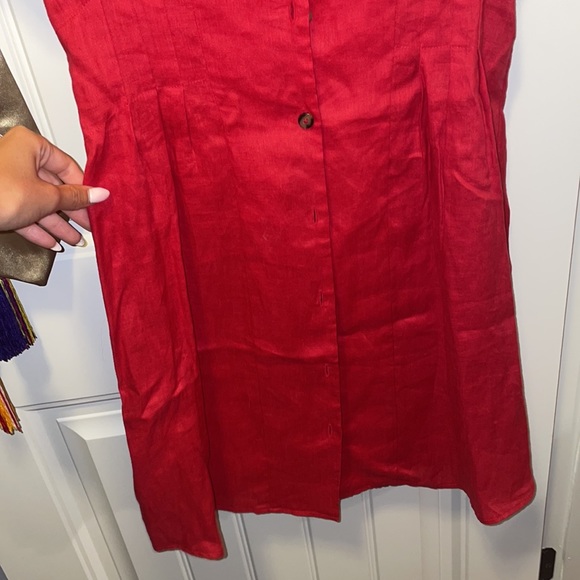 Linen Red Dress - Picture 2 of 3